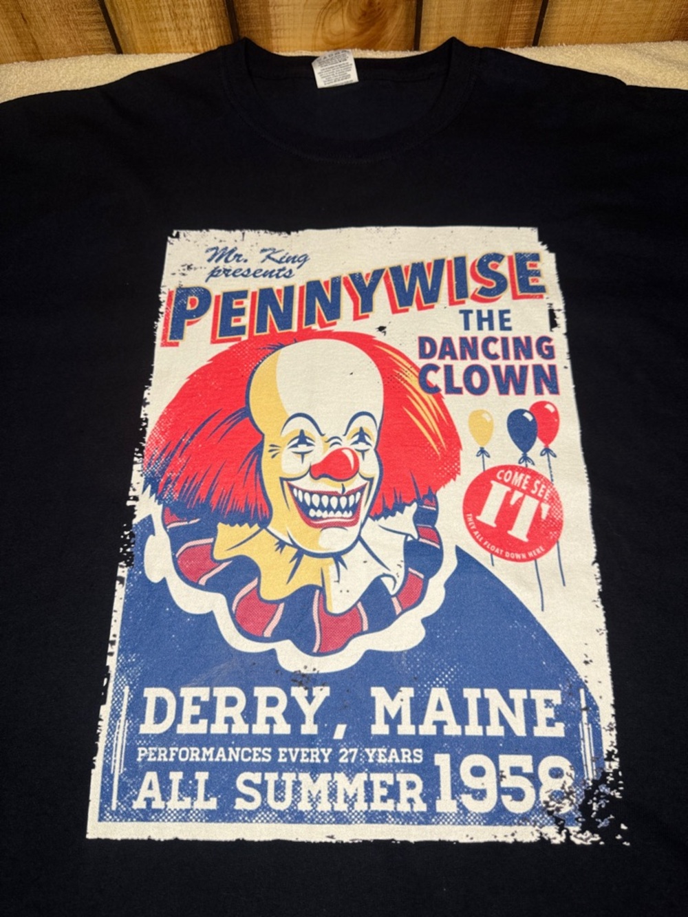 PENNYWISE STEPHEN KING Hanes Navy Graphic Tee 2XL Super Clean!!